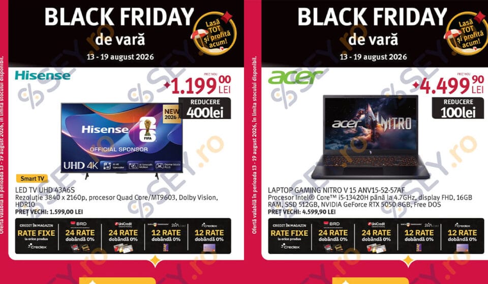 Catalog Black Friday de Vară la Altex 13-19 august 2026: Reduceri spectaculoase și oferte de top Catalog Black Friday de Vară la Altex 13-19 august 2026