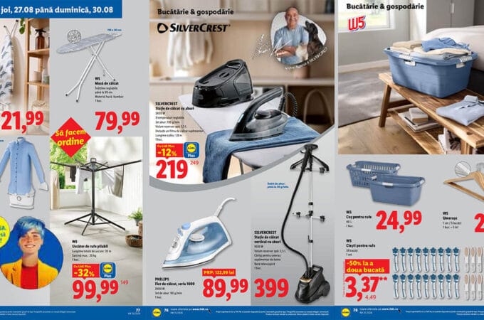 Oferte spectaculoase la Lidl din 27 august 2026: Prețuri speciale la electrocasnice Silvercrest și gadgets W5 pentru casă Oferte Lidl din 27 august 2026 la electrocasnice Silvercrest și gadgets W5