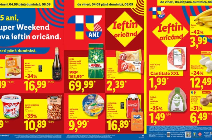 Oferte Super Weekend Lidl 4-6 Septembrie 2026: Reduceri de Până la 42% și Promoții XXL de Nepierdut Oferte Super Weekend Lidl 4-6 Septembrie 2026
