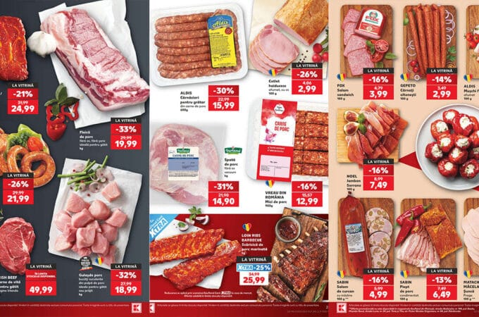 Super reduceri la carnea de porc și mezeluri în noul brosura Kaufland 12 august 2026 Oferte carne porc mezeluri catalog Kaufland 12 August 2026