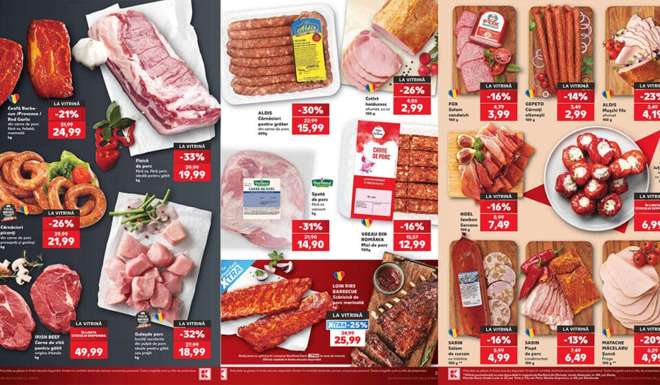 Super reduceri la carnea de porc și mezeluri în noul brosura Kaufland 12 august 2026 Oferte carne porc mezeluri catalog Kaufland 12 August 2026