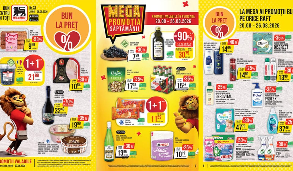 Oferte de neratat în noul catalog Mega Image din 20 august 2026: Reduceri masive la alimente și produse de top Oferte catalog Mega Image 20 august 2026