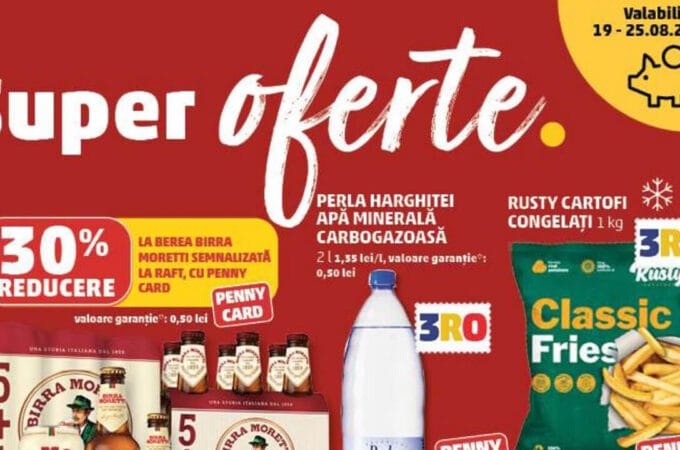 Super oferte Penny din 19 august 2026: Reduceri masive de până la 50% la produse de top Super oferte Penny din 19 august 2026