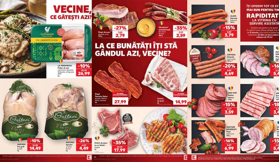 Super reduceri la carne de porc și mezeluri în noul catalog Kaufland din 19 august 2026 carne de porc și mezeluri în noul catalog Kaufland din 19 august 2026