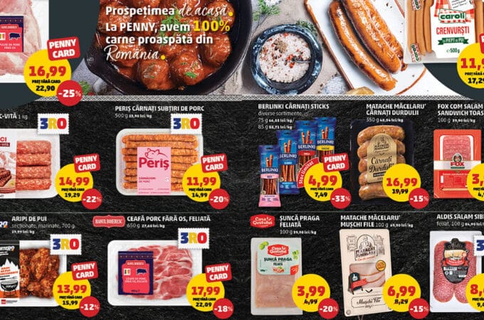 Reduceri la carne și mezeluri în noul catalog Penny 2 septembrie 2026! Vezi cele mai bune oferte carne și mezeluri în noul catalog Penny 2 septembrie 2026