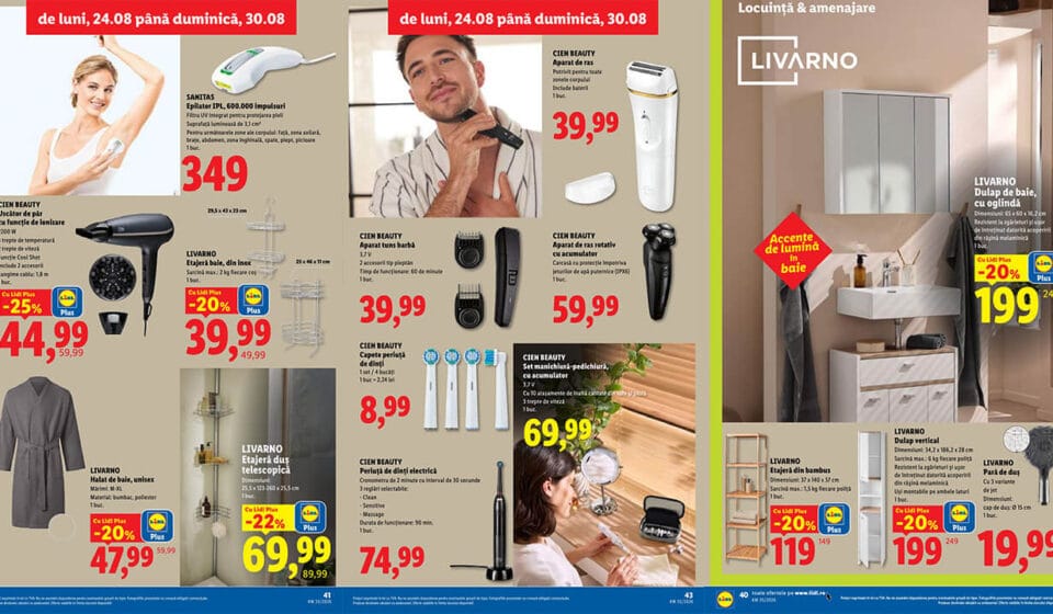 Oferte de neratat la gadgeturi de îngrijire personală Cien și accesorii de baie în noul catalog Lidl din 24 august 2026 gadgeturi de îngrijire personală Cien și accesorii de baie în noul catalog Lidl din 24 august 2026