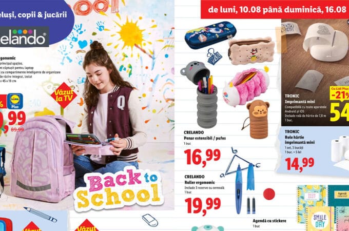 Pregătiri de școală la prețuri imbatabile: Ce oferte aduce noul catalog Lidl din 10 august 2026 rechizite scolare catalog Lidl 10 august 2026