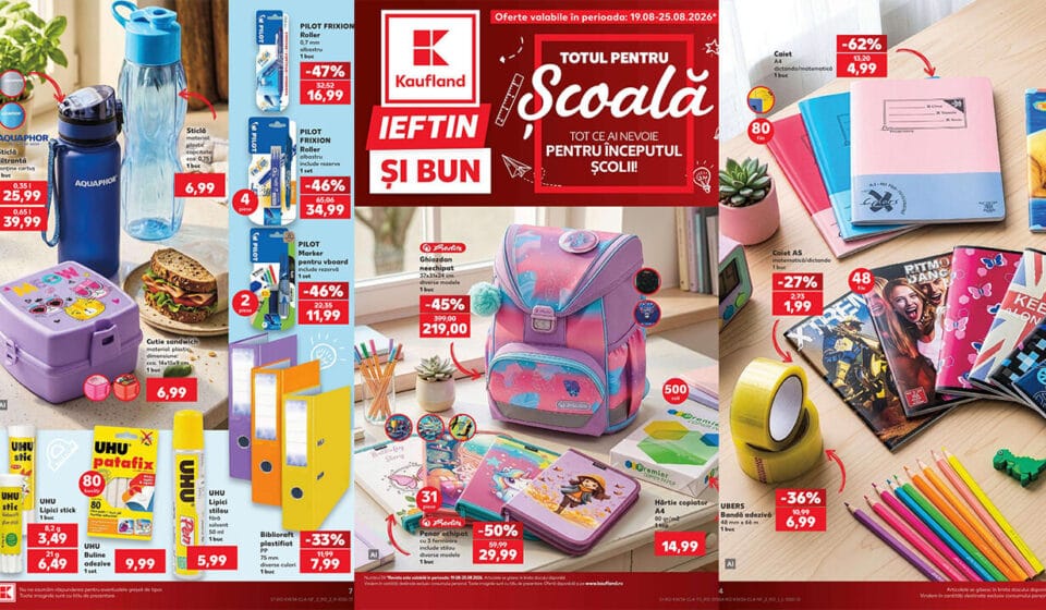 Oferte imbatabile la rechizite școlare în noul catalog Kaufland din 19 august 2026: Pregătește-te de școală cu reduceri de până la 50%! rechizite școlare în noul catalog Kaufland din 19 august 2026