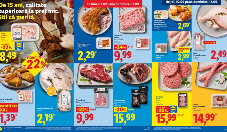 Oferte la carne și mezeluri în noul catalog Lidl 7 Septembrie 2026: Reduceri și delicatese pentru toate gusturile carne și mezeluri în noul catalog Lidl 7 Septembrie 2026