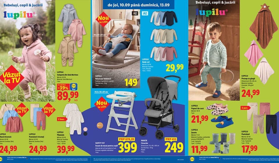 Super oferte Lupilu în noul catalog Lidl 7 Septembrie 2026: Reduceri și produse esențiale pentru bebeluși oferte Lupilu în noul catalog Lidl din 7 Septembrie 2026