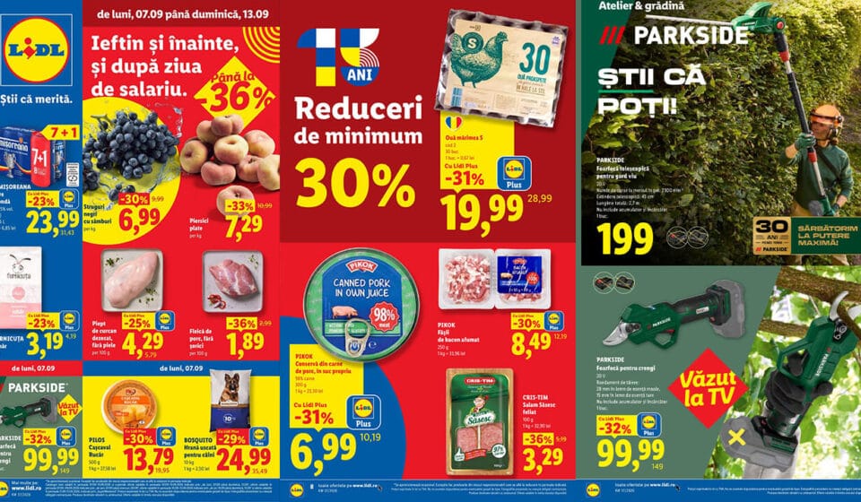 Super oferte în noul catalog Lidl 7 Septembrie 2026: Reduceri de top la alimente, unelte Parkside și gadgets oferte în noul catalog Lidl 7 Septembrie 2026